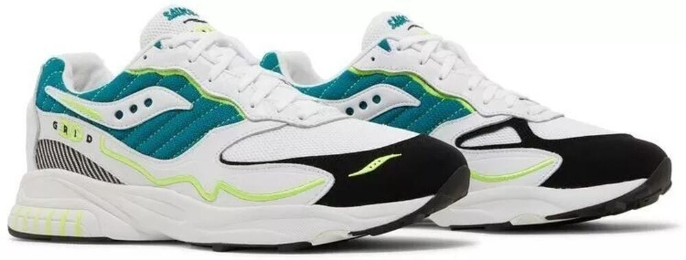 MEN'S SIZE 7 Saucony 3D Grid Hurricane Athletic Shoes White Green Lime S70646-1